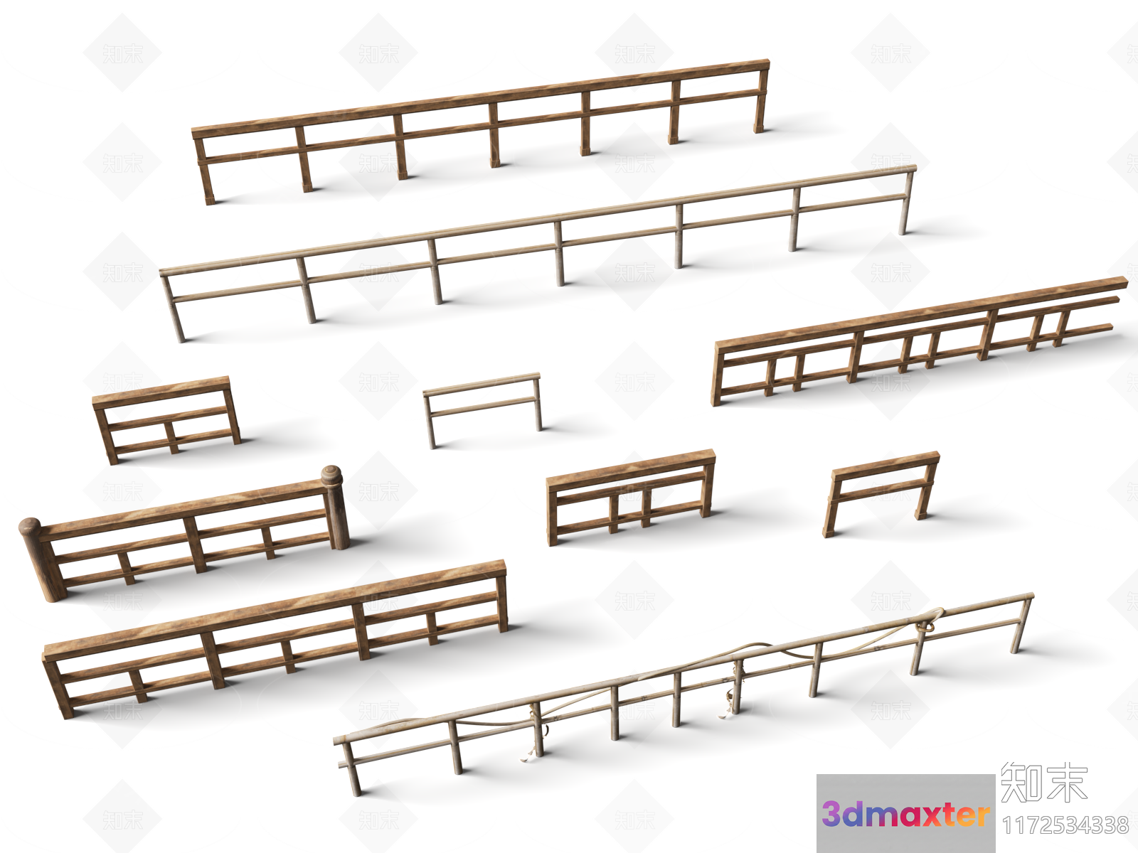 Several Types Of Wooden Fences 3D Model - 18146 - VRAY Render