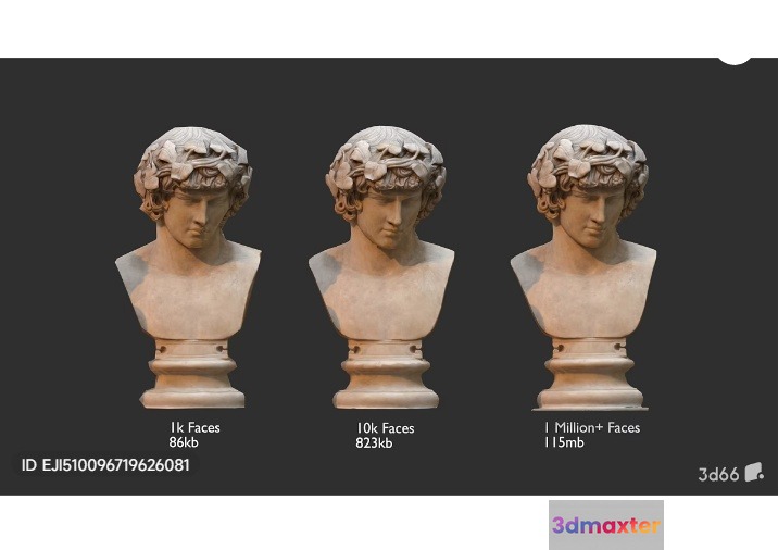A Collection Of Three Busts 3D Model - 5289 - VRAY Render