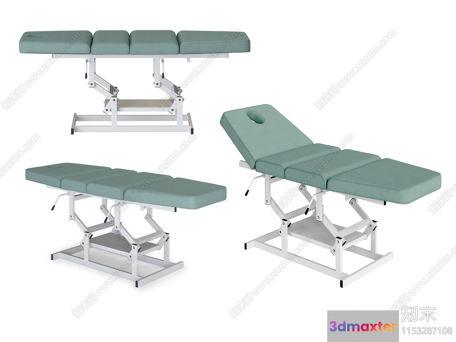 A Massage Table With A Light Green Cushion 3D Model - 10379 - VRAY Render