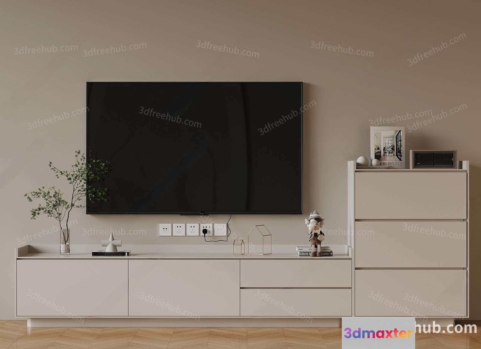 Modern Minimalist Entertainment Center 3D Model - 20871 - VRAY Render