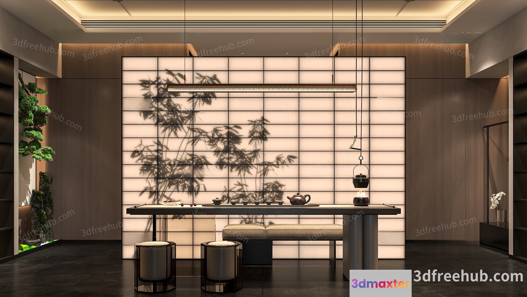 Modern Asian Dining Room 3D Model - 18985 - VRAY Render