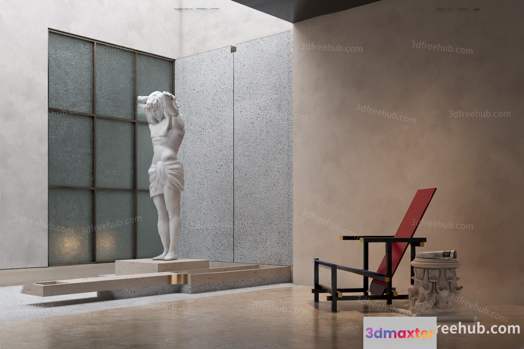 A Modern Sculpture Of A Woman 3D Model - 23000 - VRAY Render