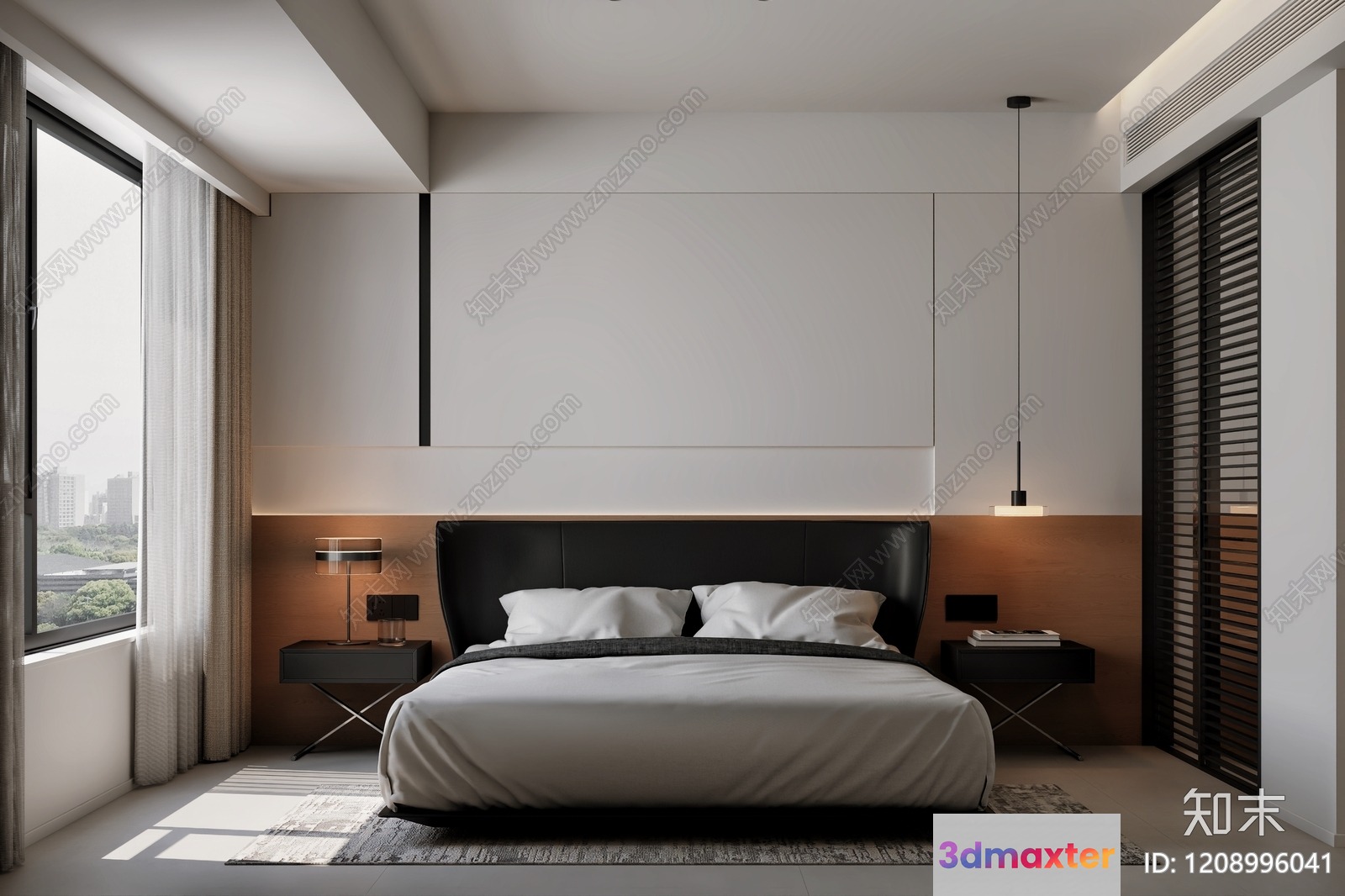 Modern Minimalist Bedroom 3D Model - 6899 - VRAY Render