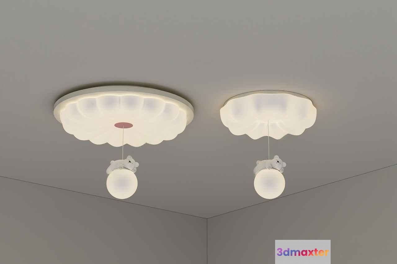 Two Cloud-Shaped Light Fixtures 3D Model - 1657 - VRAY Render
