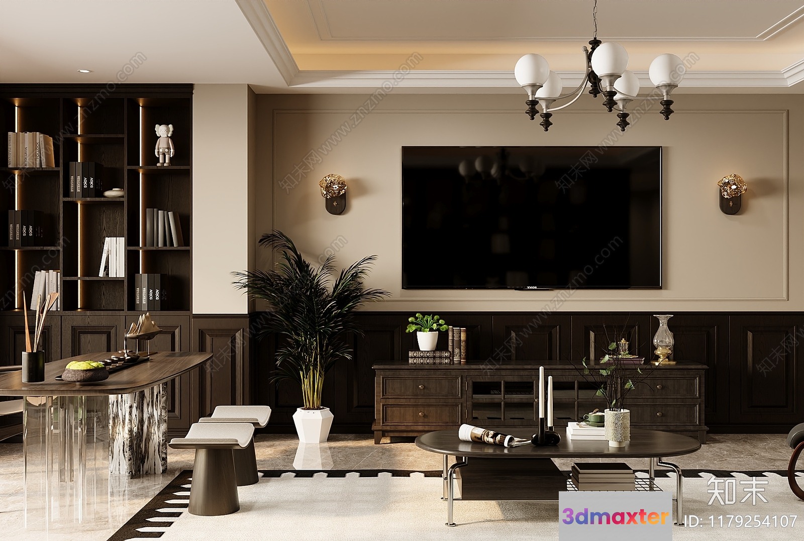 Modern Living Room 3D Model - 13496 - CORONA Render