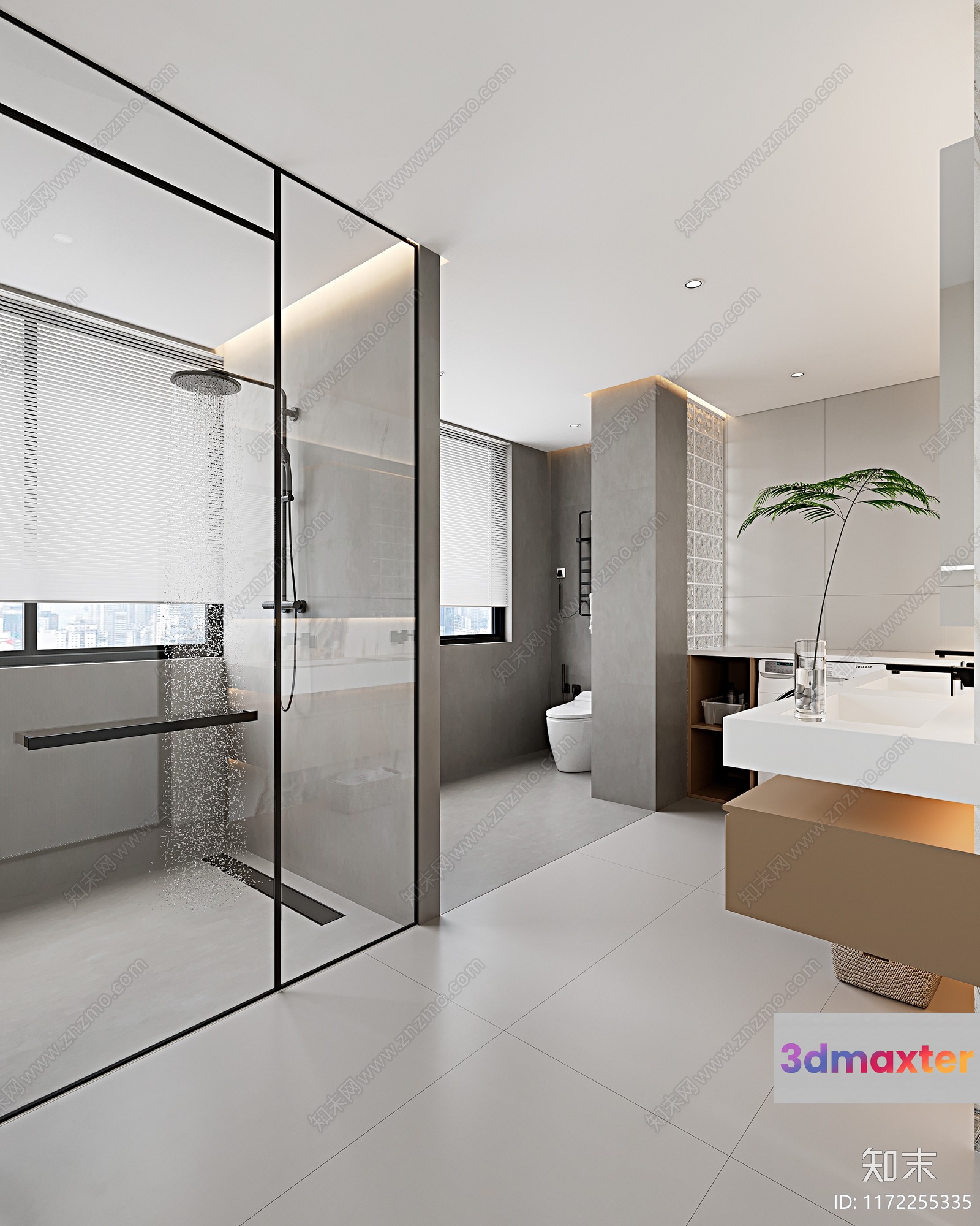Modern Glass-Enclosed Shower 3D Model - 22144 - VRAY Render