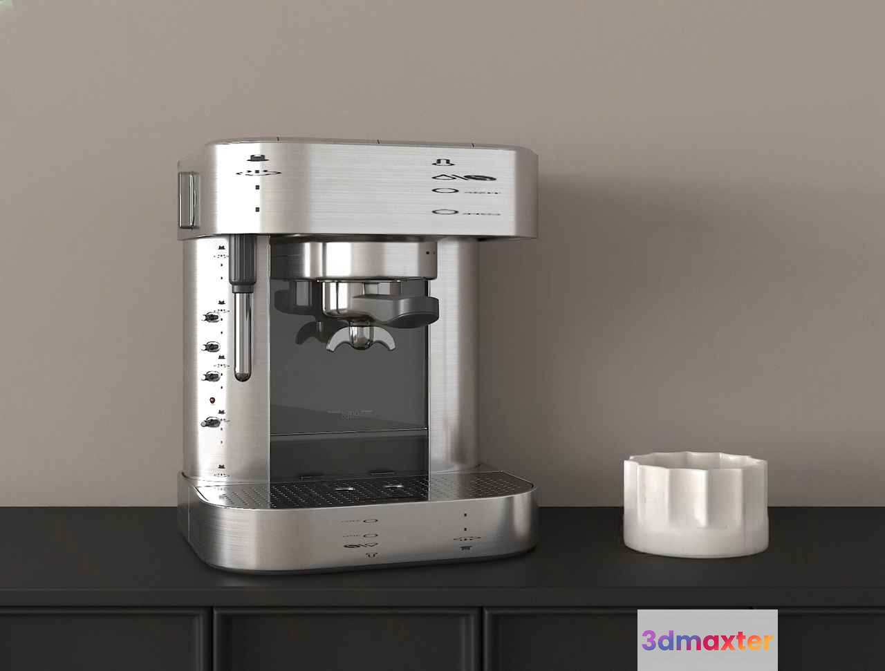 A Stainless Steel Coffee Machine 3D Model - 10800 - VRAY Render