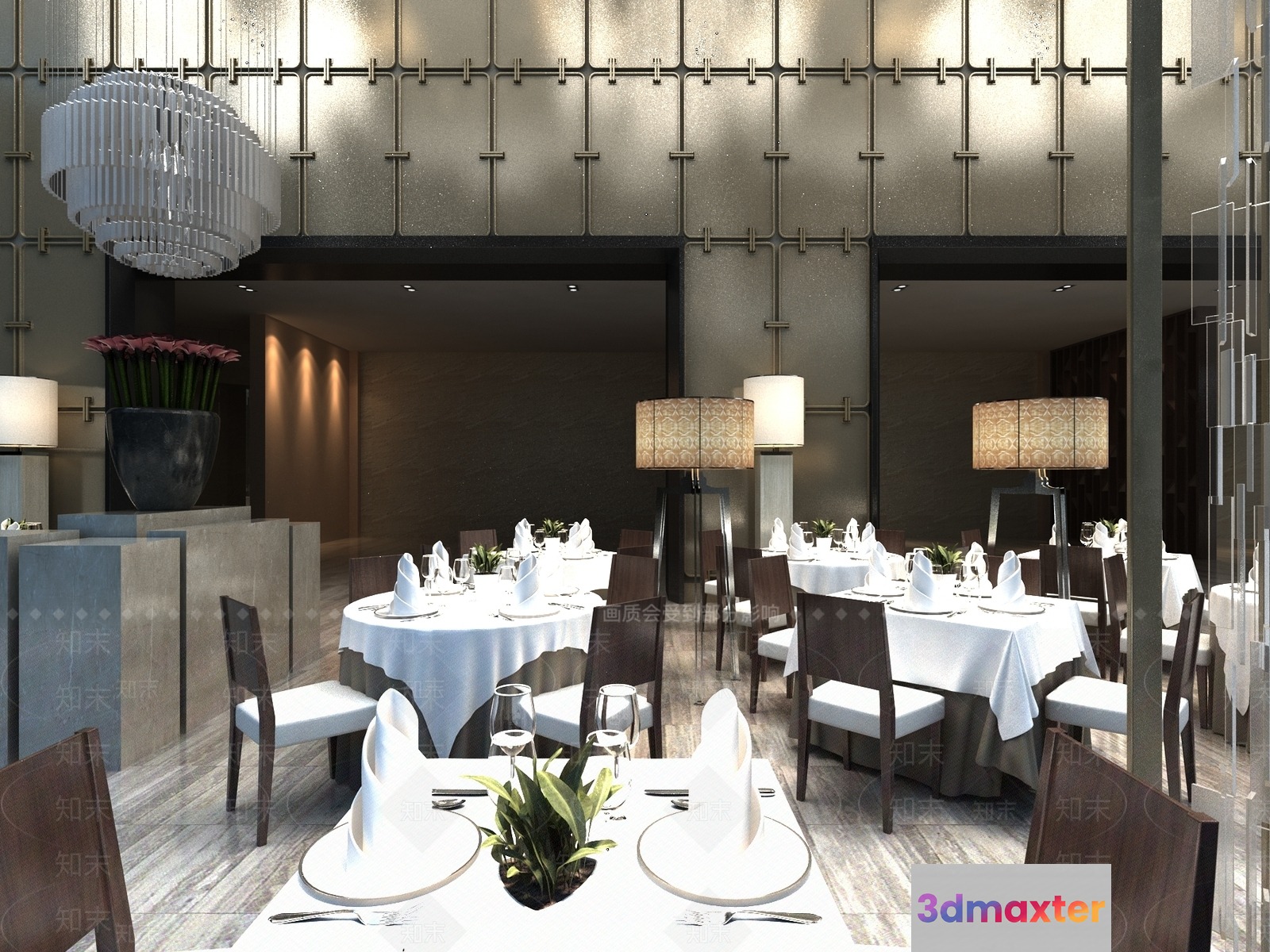 A Formal Dining Room 3D Model - 8364 - VRAY Render