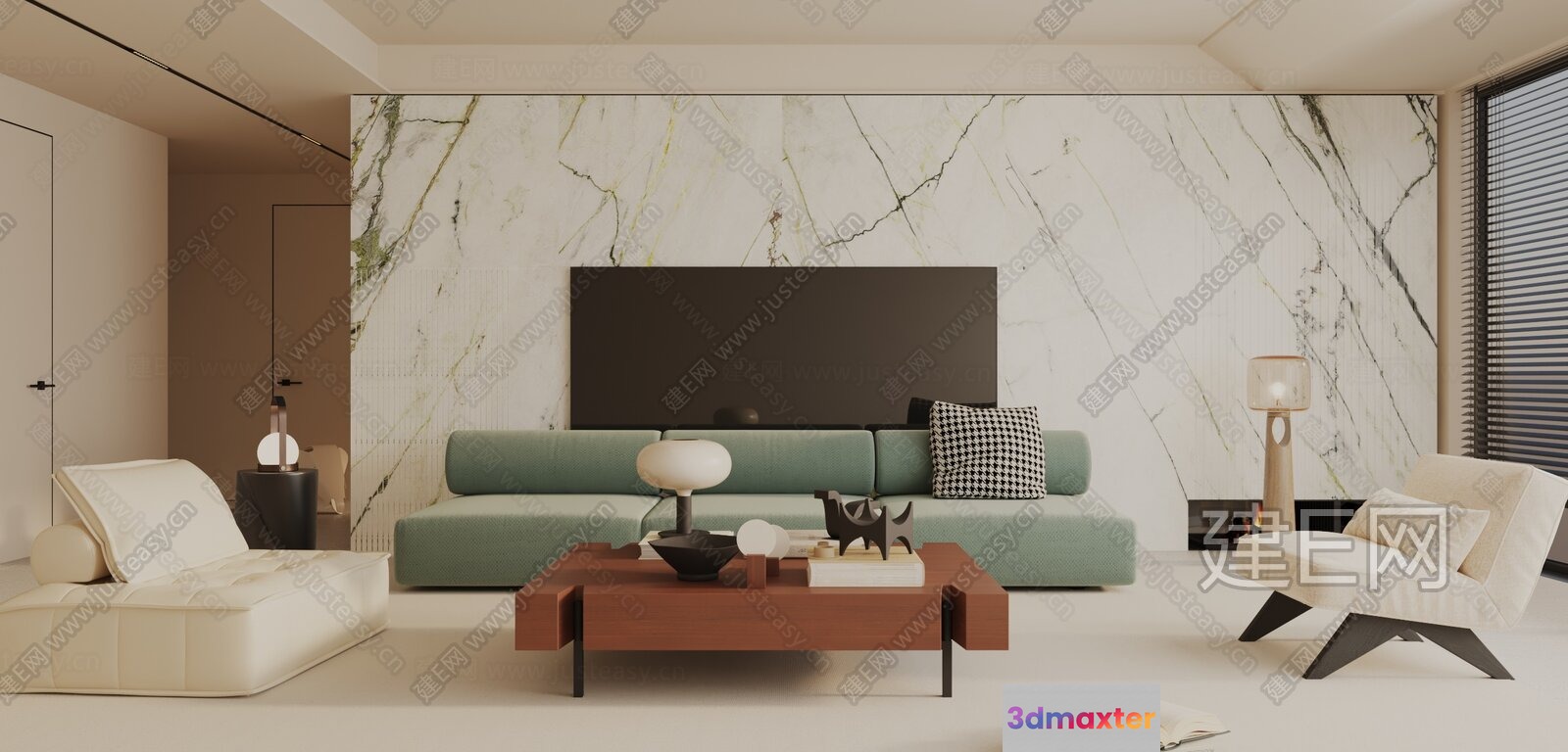 Modern Living Room 3D Model - 10102 - VRAY Render