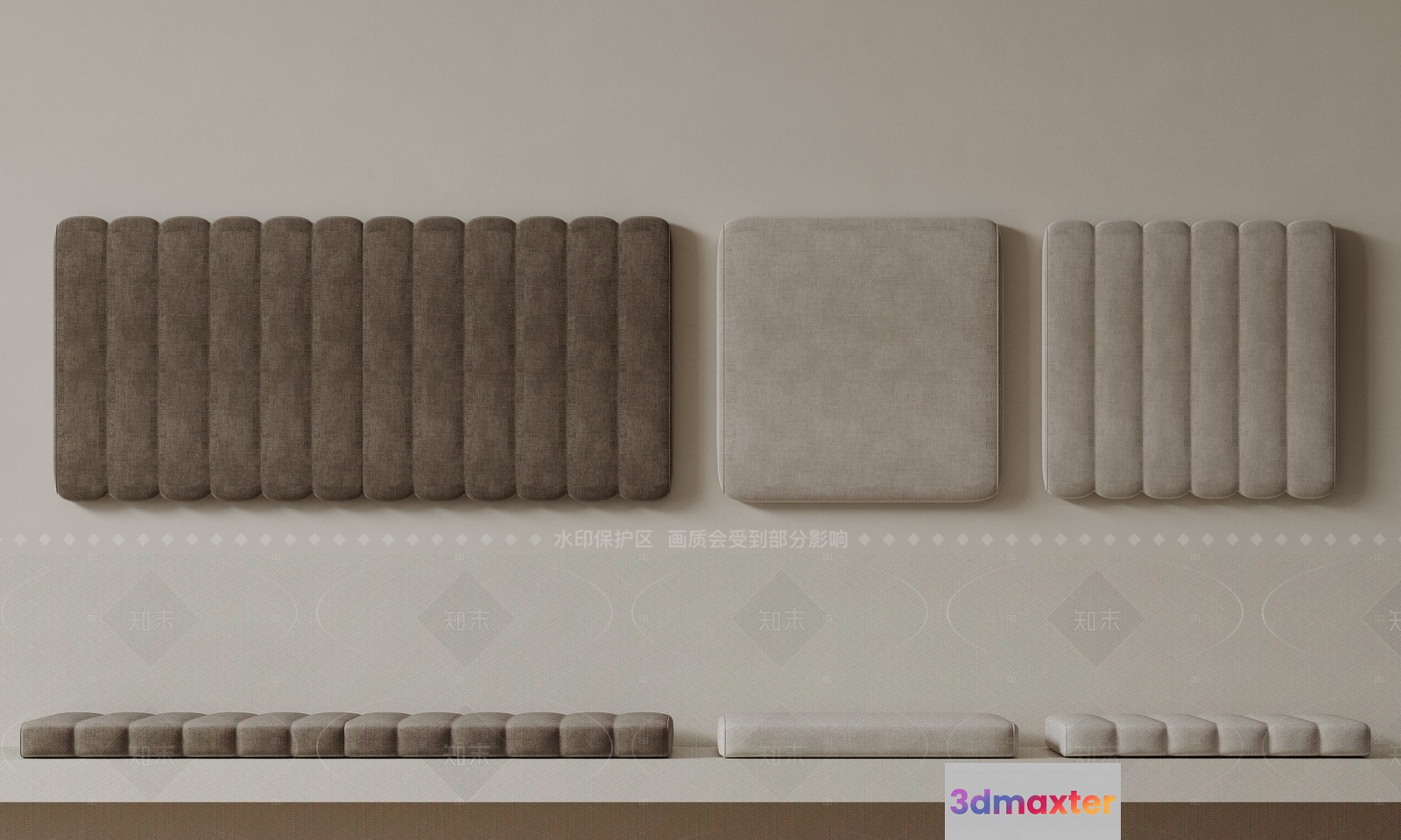 Modern Fabric Wall Panels 3D Model - 8423 - VRAY Render