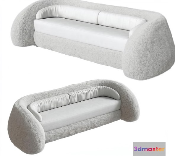 White Fuzzy Sofa 3D Model - 23615 - VRAY Render