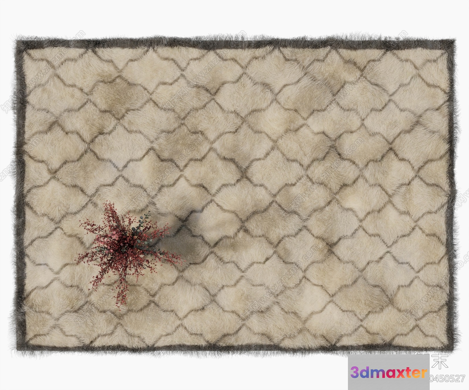 A Beige Rug With A Brown Border 3D Model - 7887 - VRAY Render