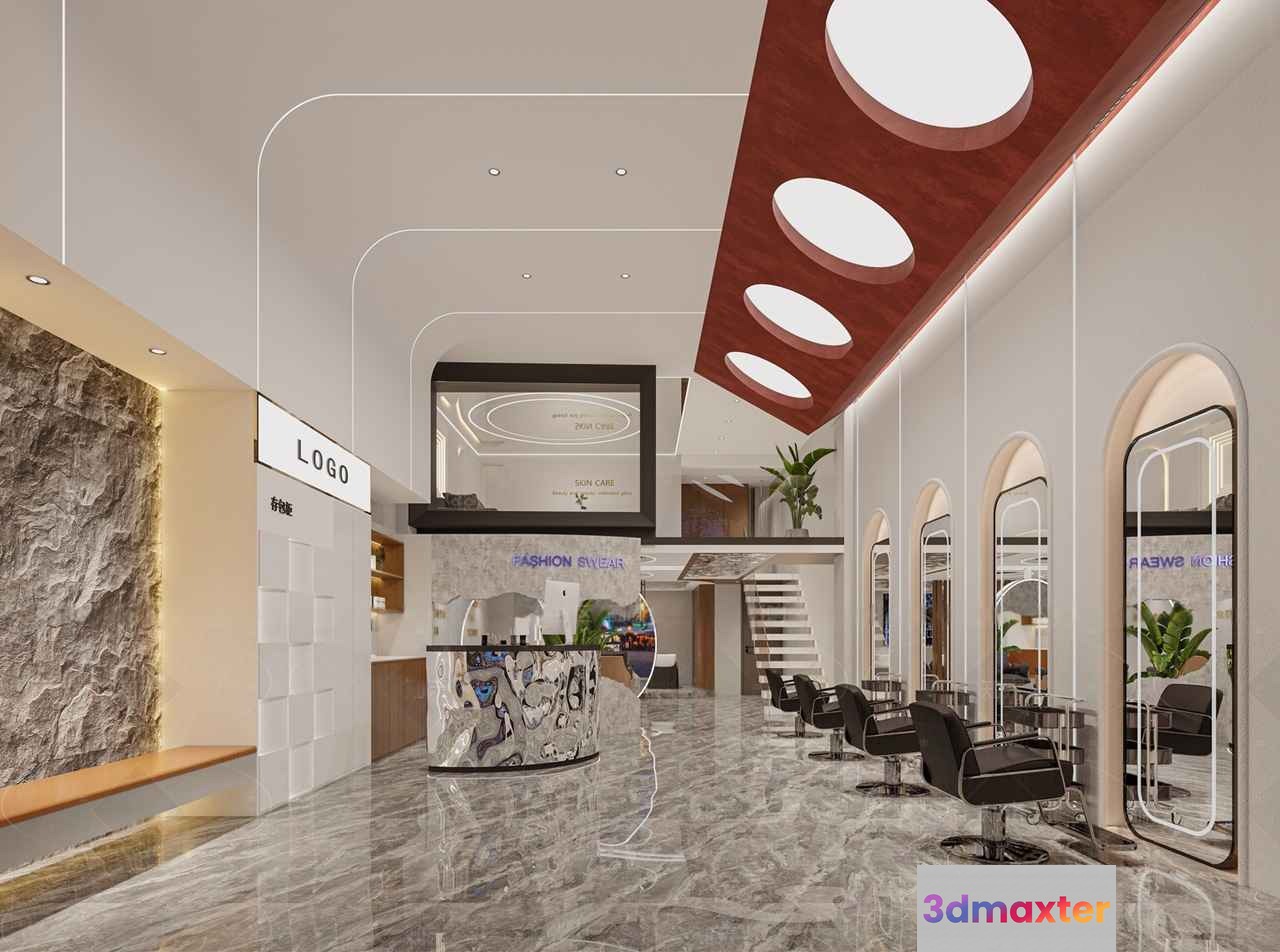 Modern Hair Salon 3D Model - 9873 - VRAY Render