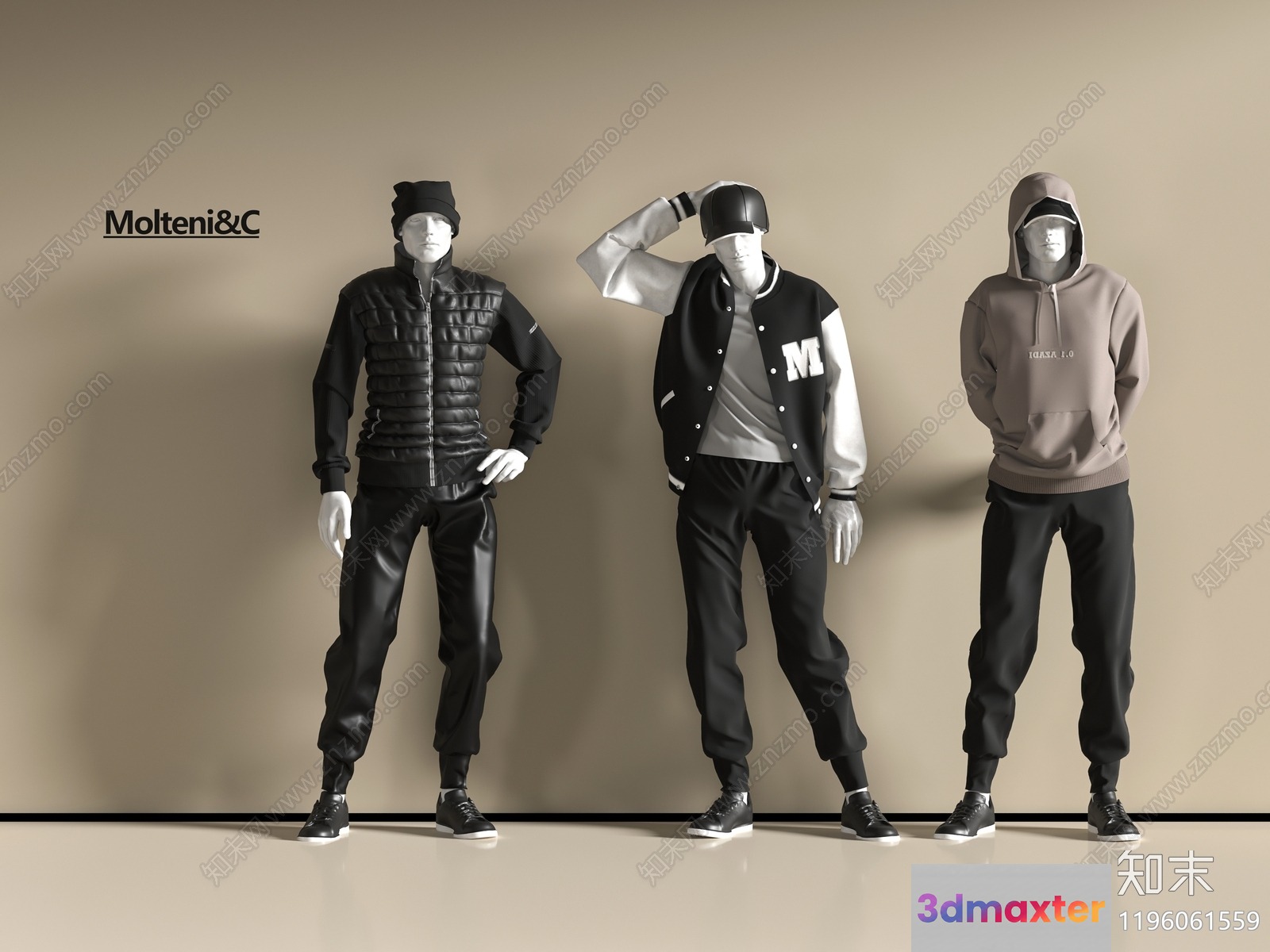 Three Mannequins Standing In A Line 3D Model - 4862 - VRAY Render
