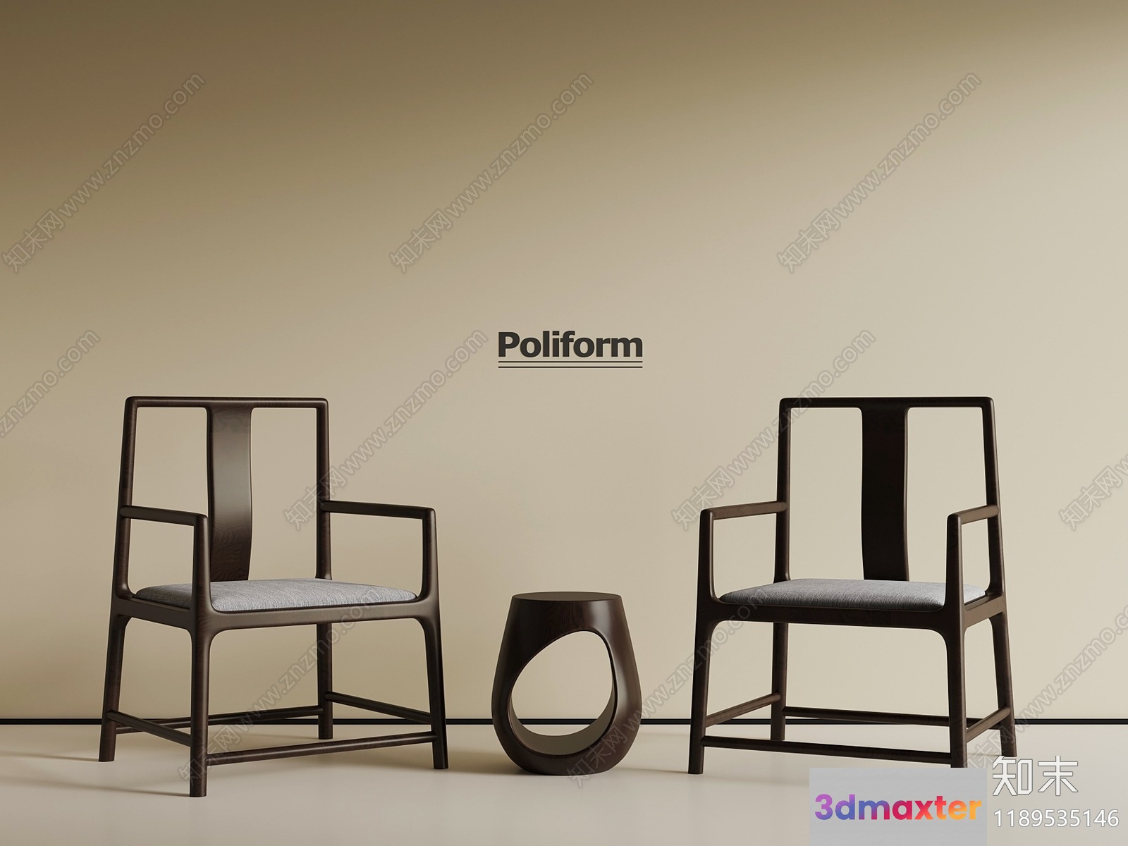 Modern Wooden Chairs 3D Model - 6410 - VRAY Render
