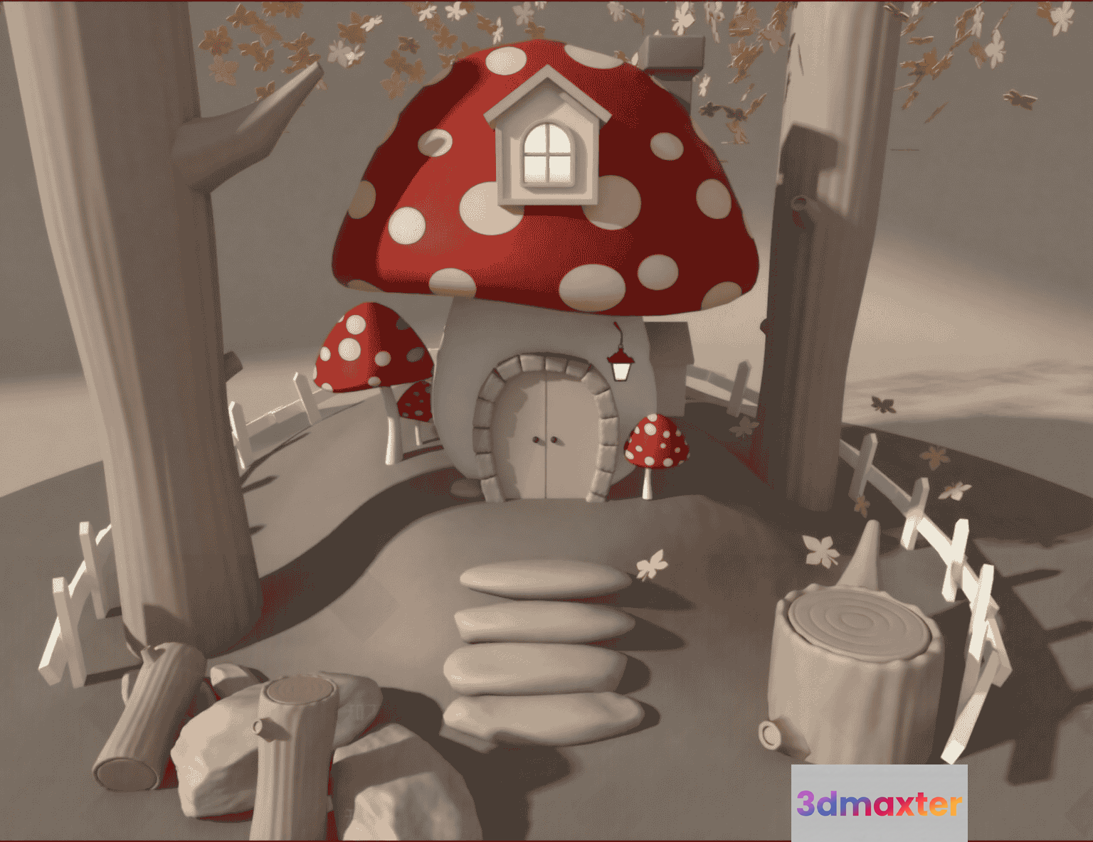 Mushroom House 3D Model - 15651 - VRAY Render