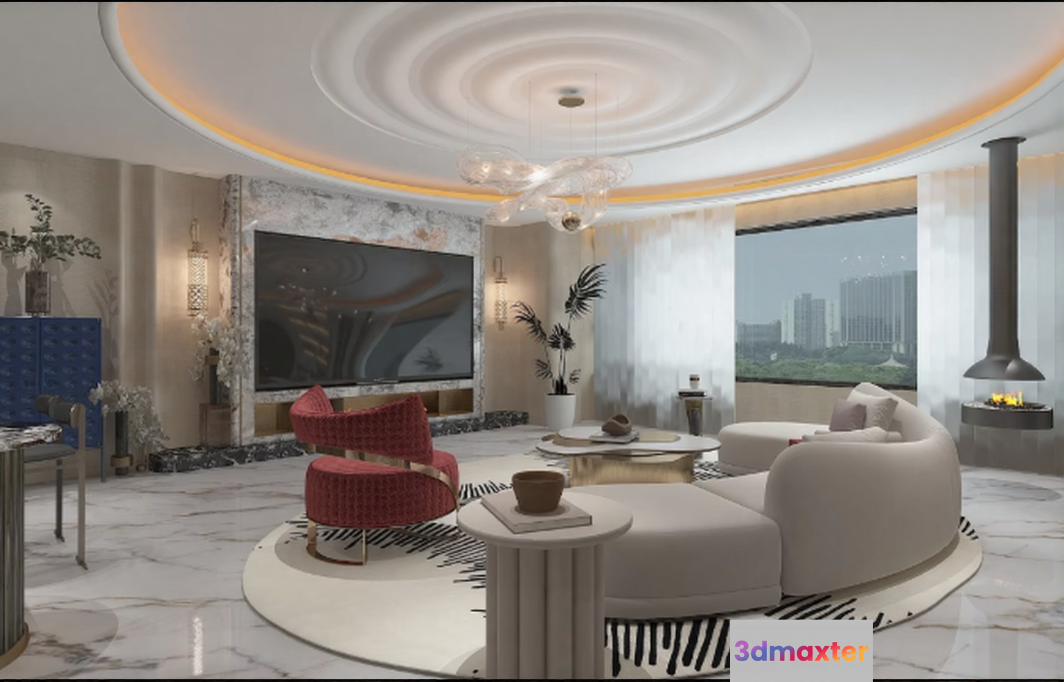 Modern Living Room 3D Model - 7265 - VRAY Render