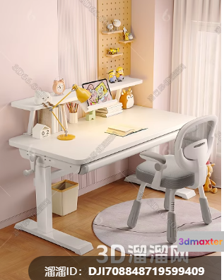 White Desk And Chair 3D Model - 15549 - CORONA Render
