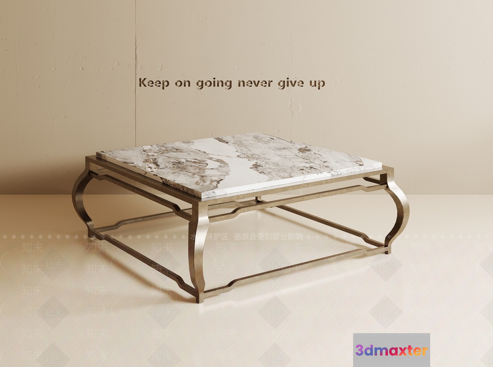 A Coffee Table With A Marble Top 3D Model - 8389 - VRAY Render