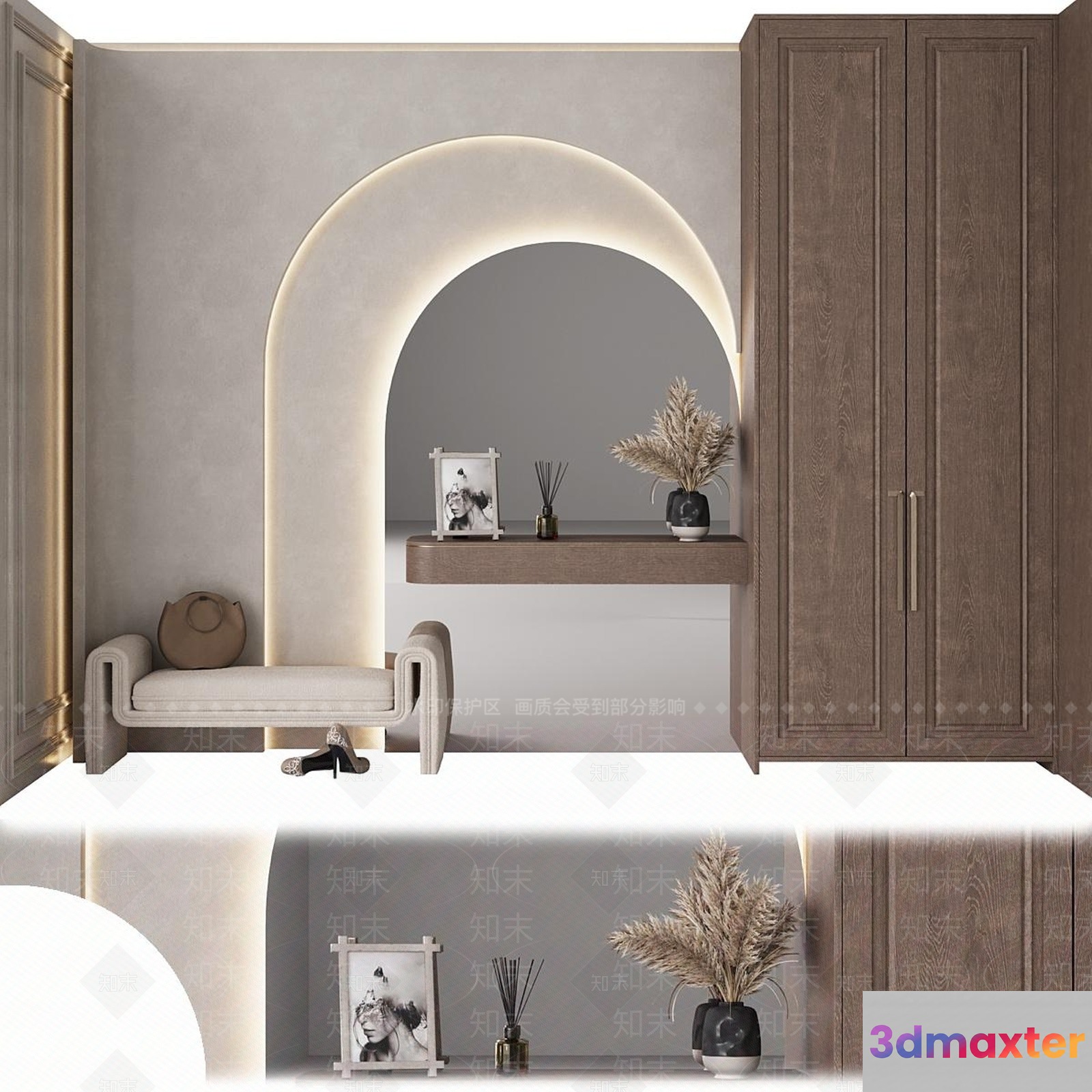 Modern Beige Decor 3D Model - 16608 - VRAY Render