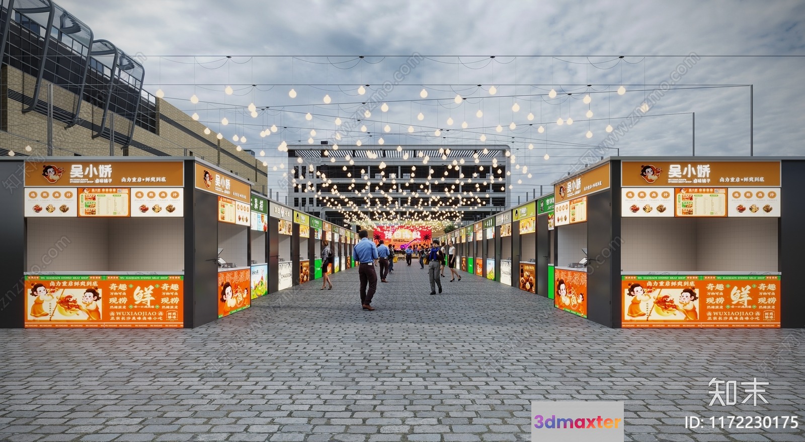 The Main Subject Is A Street With Food Stalls 3D Model - 6242 - CORONA Render