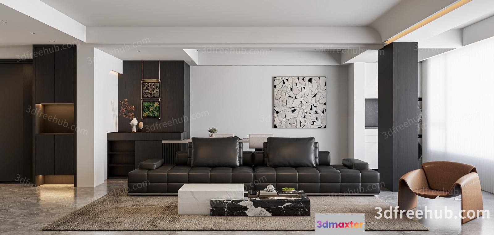 Modern Living Room 3D Model - 20558 - VRAY Render