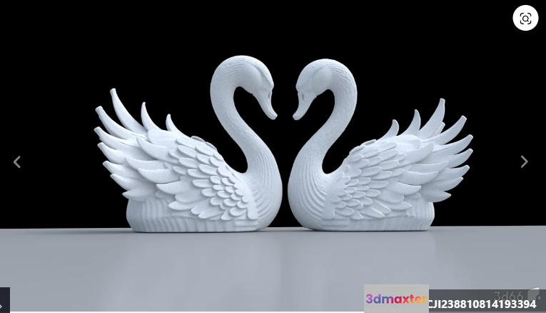 Two White Swan Statues 3D Model - 7929 - VRAY Render