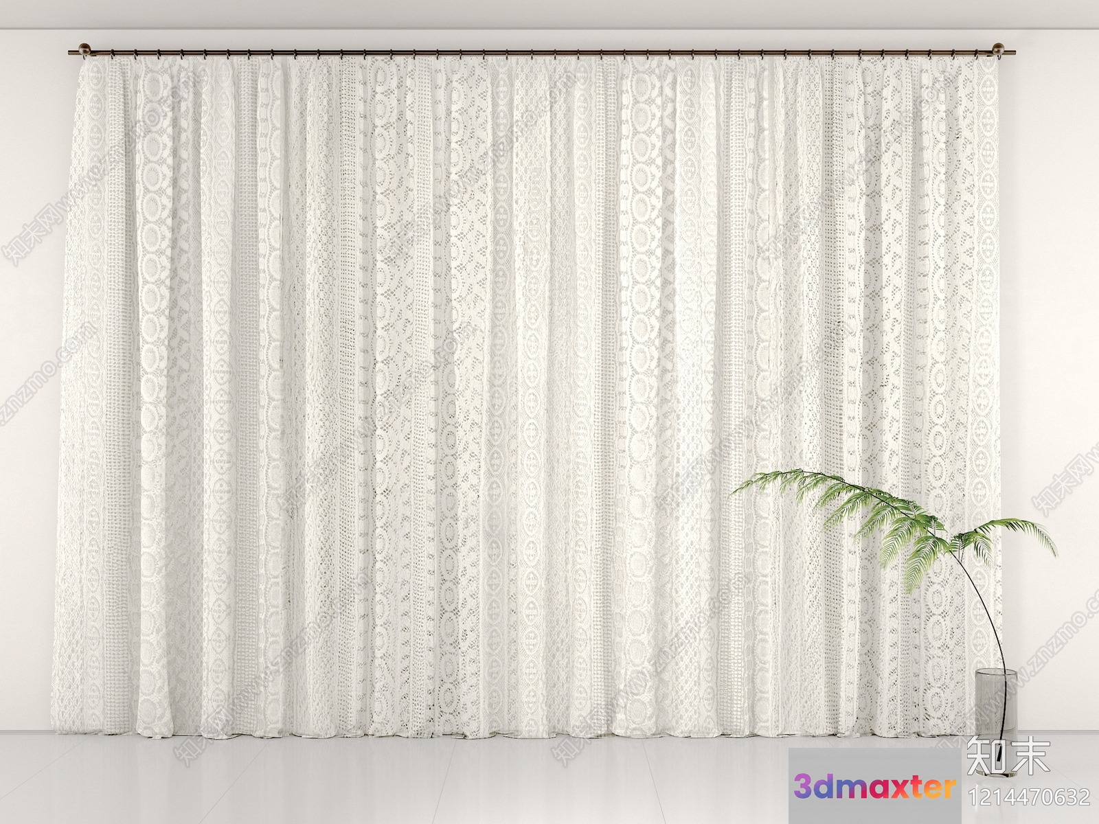 White Lace Curtains 3D Model - 13753 - VRAY Render