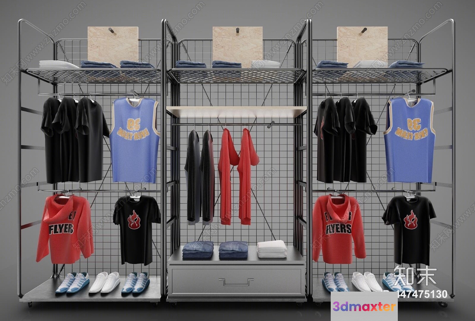 A Metal Rack With Clothes 3D Model - 21405 - VRAY Render