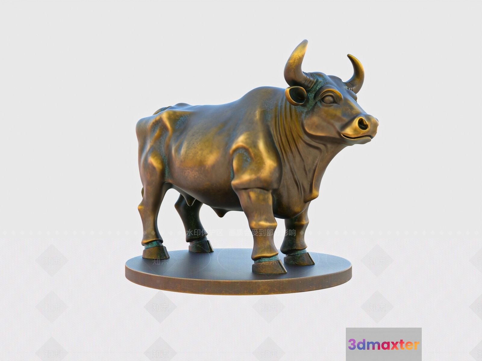 A Bronze Bull Statue 3D Model - 11252 - VRAY Render