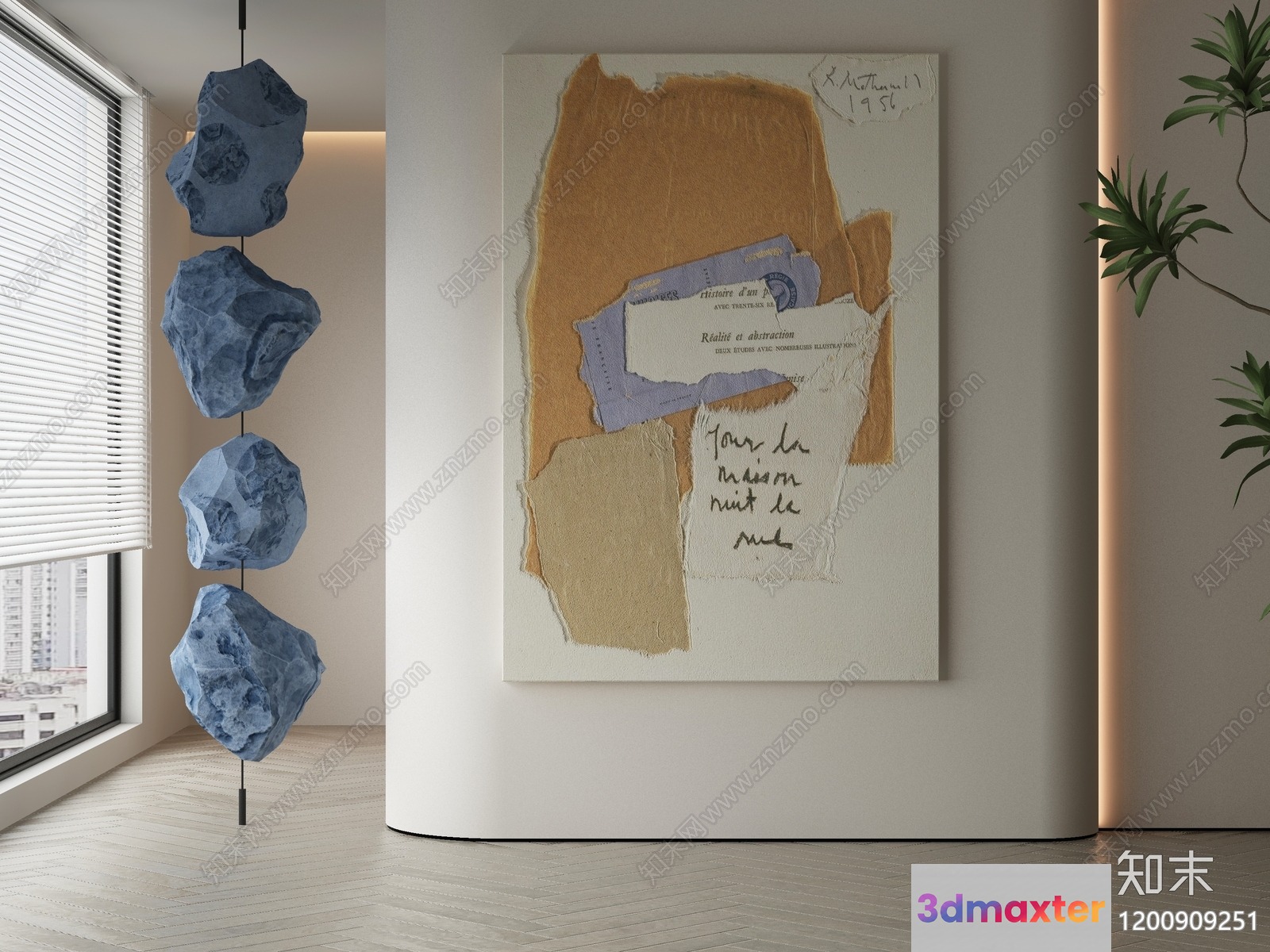 Modern Abstract Art In A Room 3D Model - 14310 - VRAY Render