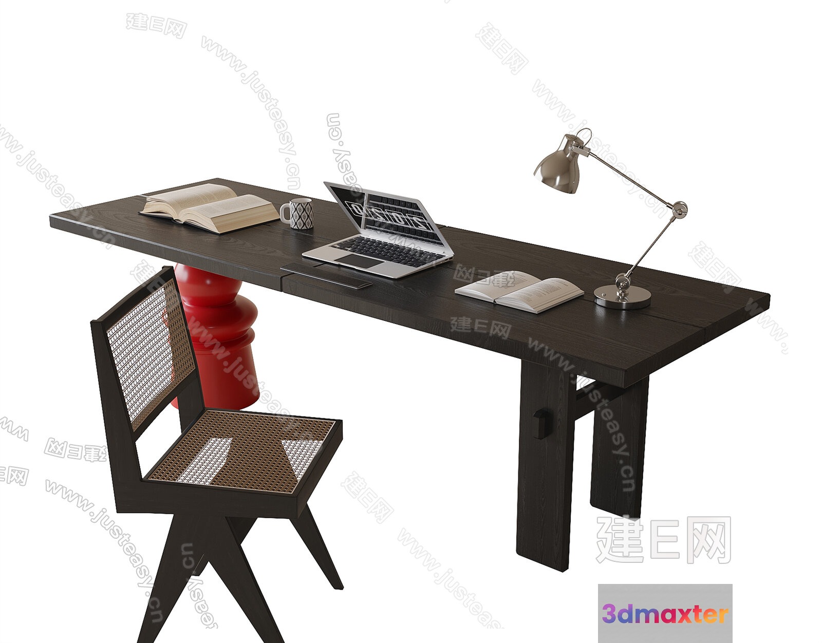 A Desk With A Laptop And Chair 3D Model - 13632 - VRAY Render