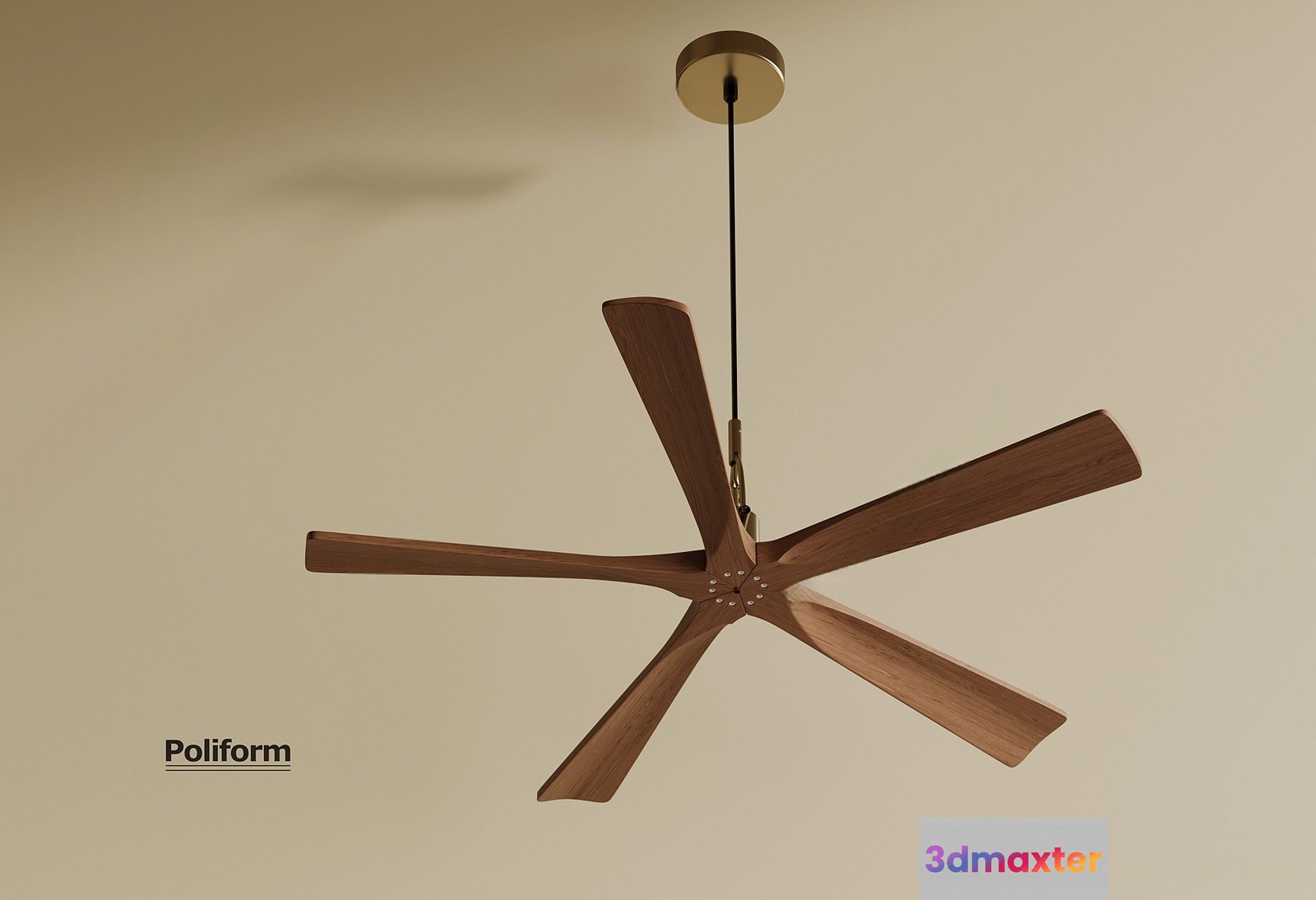 A Wooden Ceiling Fan 3D Model - 3688 - VRAY Render