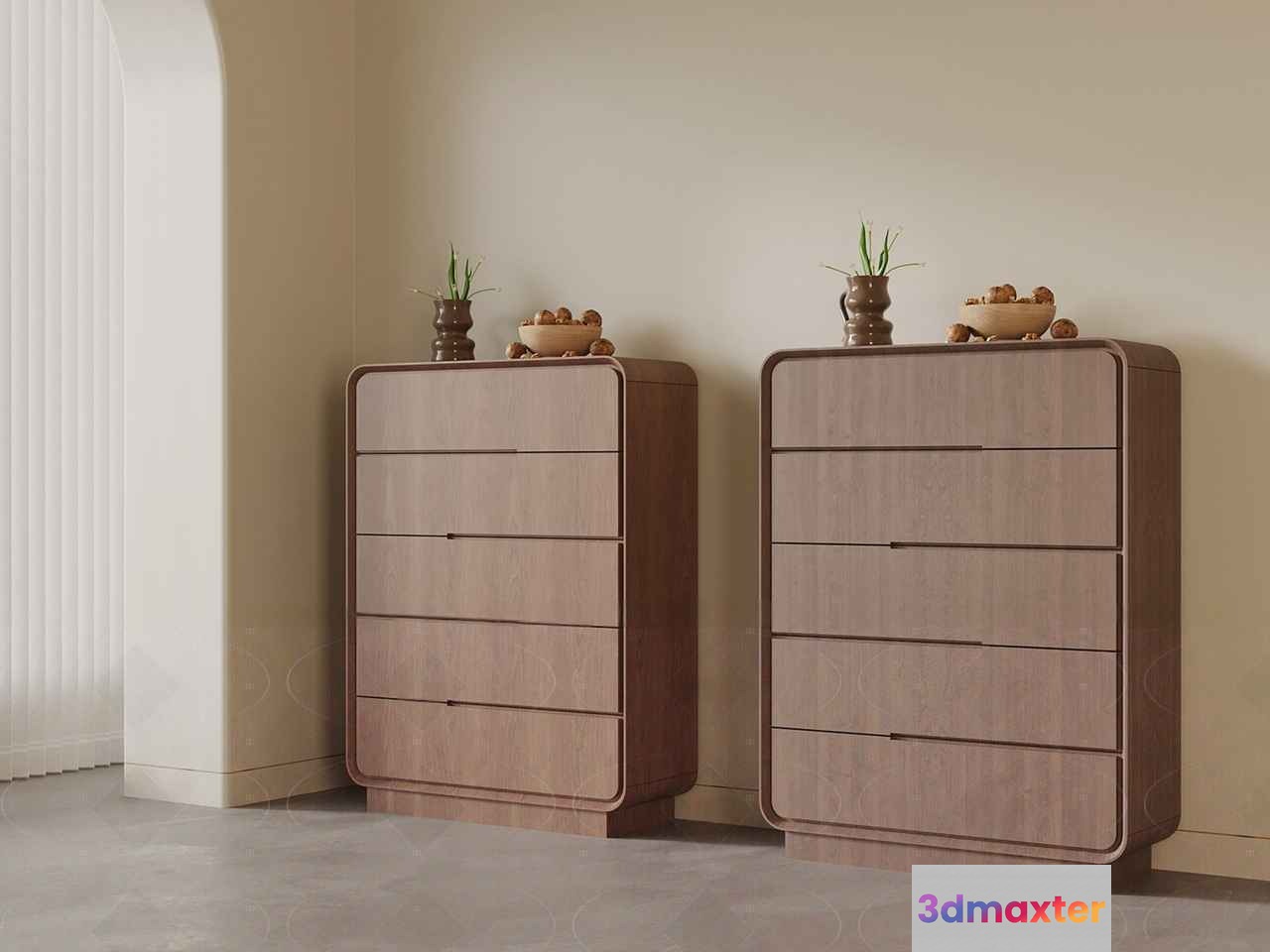 Tall Wooden Dressers 3D Model - 2371 - VRAY Render