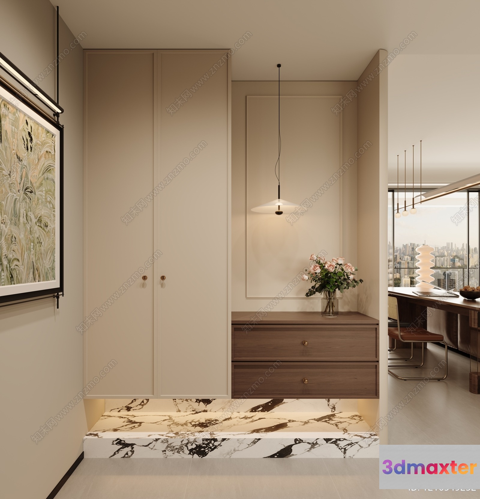Modern Minimalist Living Space 3D Model - 14787 - VRAY Render