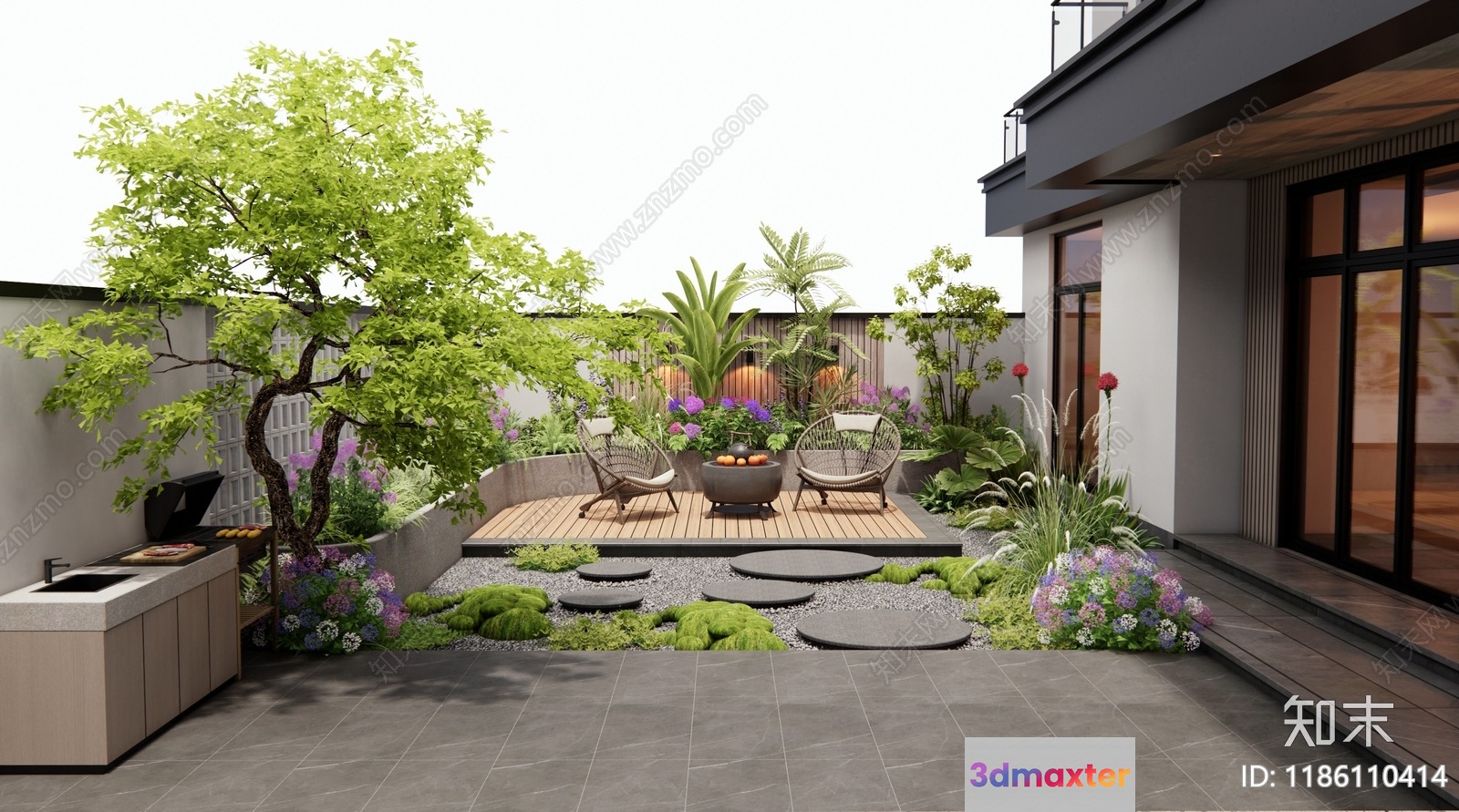Cozy Outdoor Patio 3D Model - 13223 - VRAY Render