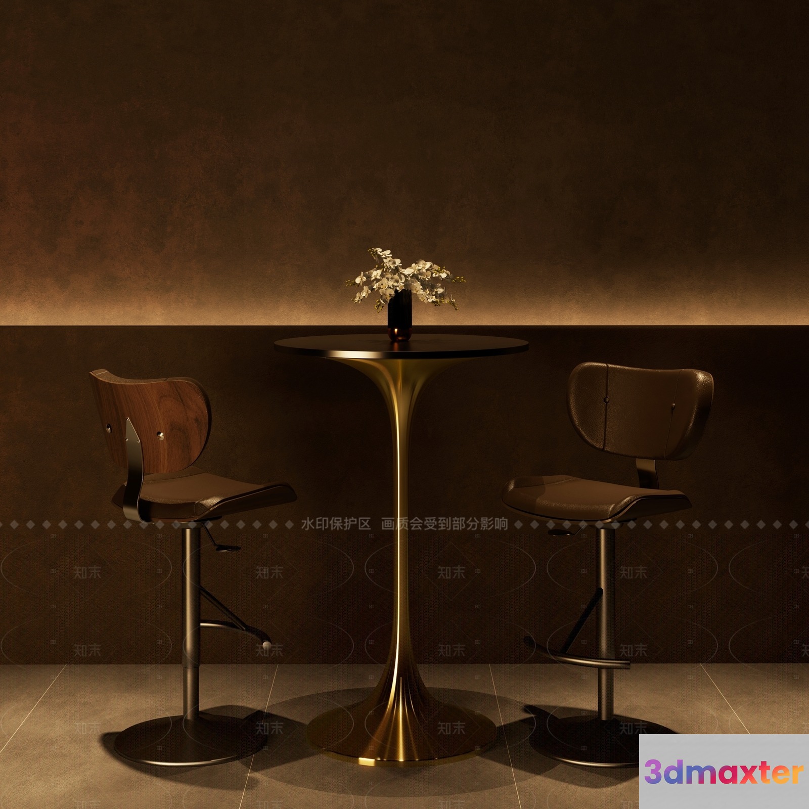 Modern Bar Setting 3D Model - 354 - VRAY Render