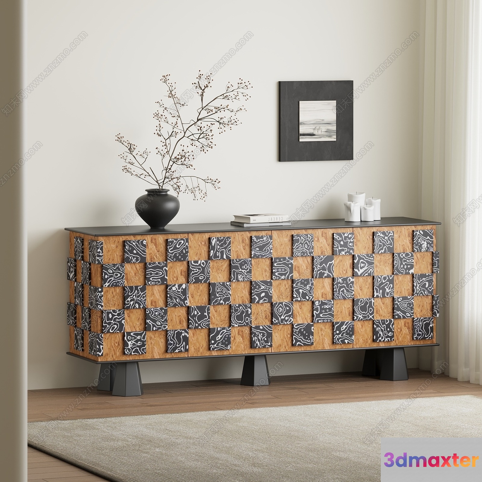 Modern Sideboard Furniture 3D Model - 16893 - VRAY Render