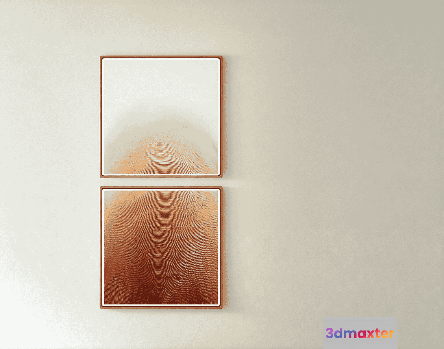 Two Square Paintings With A Brown Border 3D Model - 10162 - VRAY Render