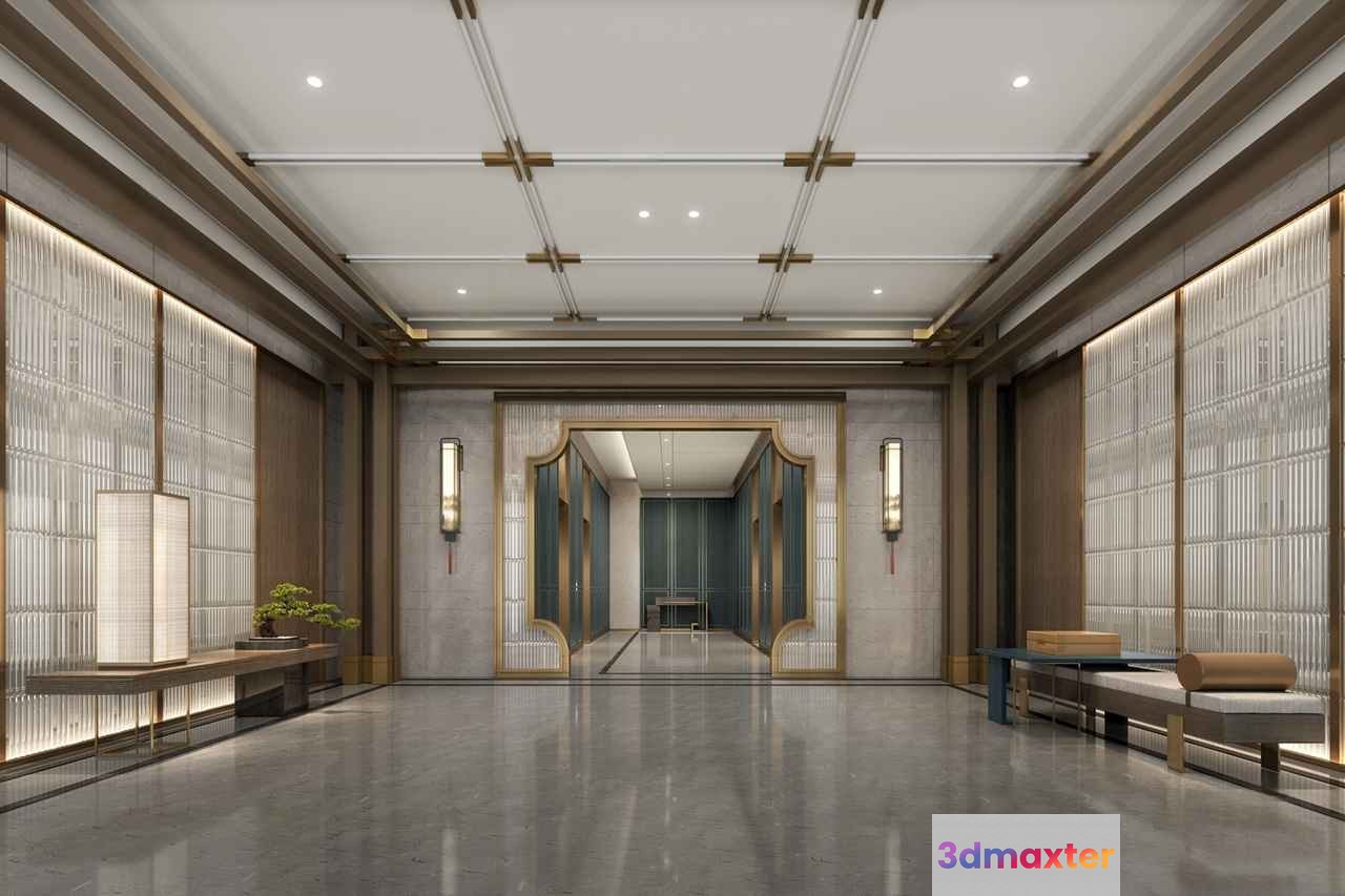 A Large Open Lobby 3D Model - 18259 - VRAY Render