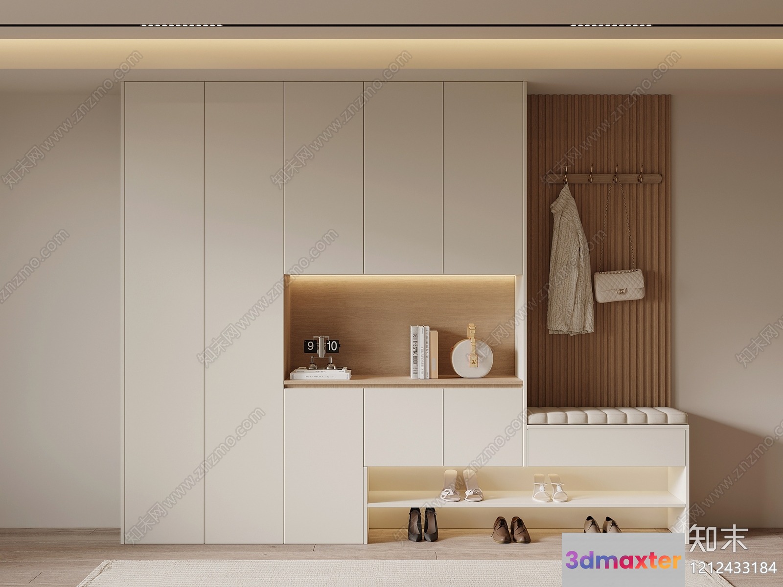 Modern White And Wood Entryway 3D Model - 5074 - VRAY Render