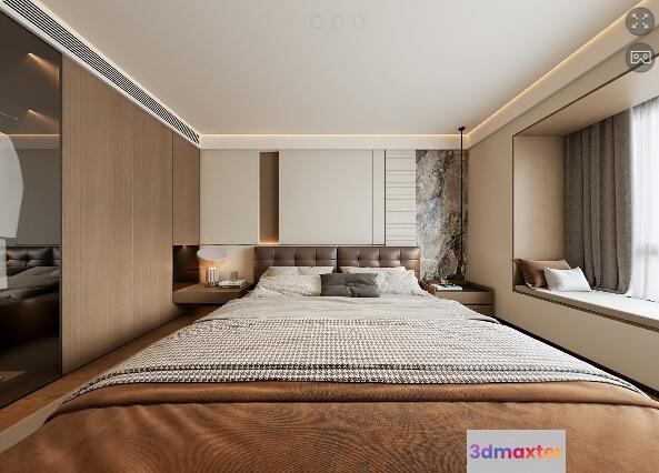 Modern Contemporary Bedroom 3D Model - 19527 - VRAY Render