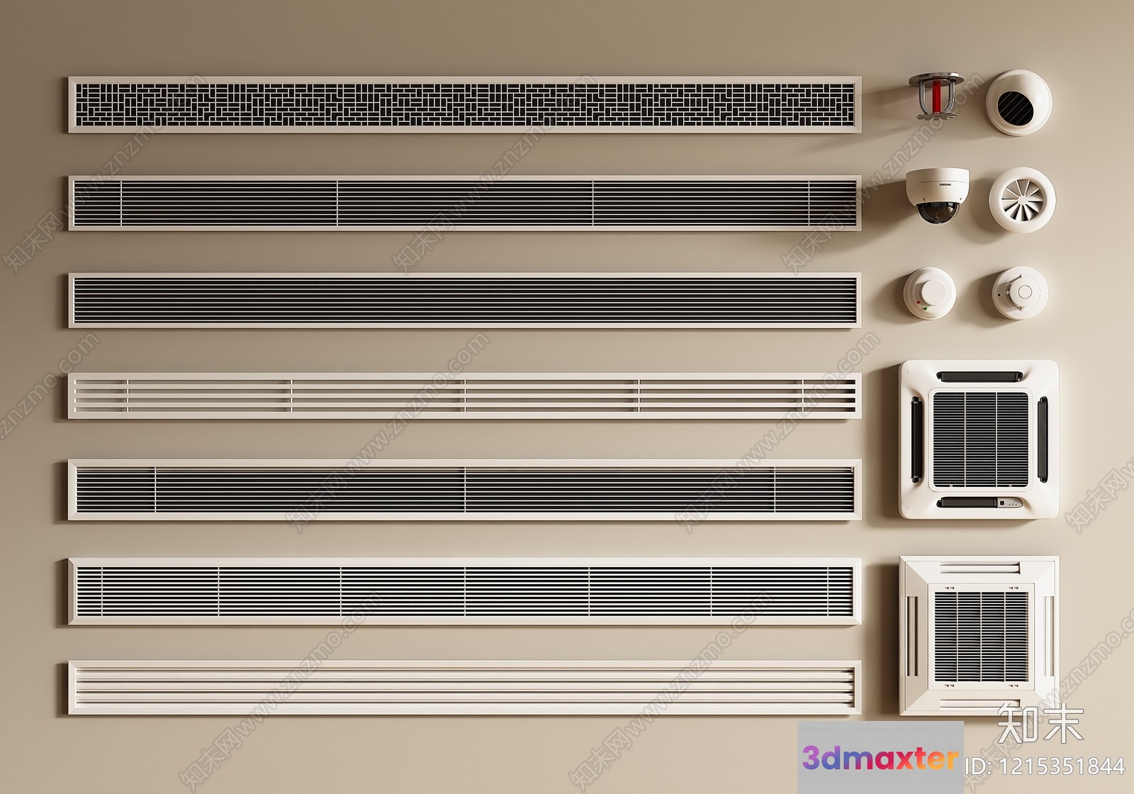 White Wall Vents 3D Model - 15080 - VRAY Render