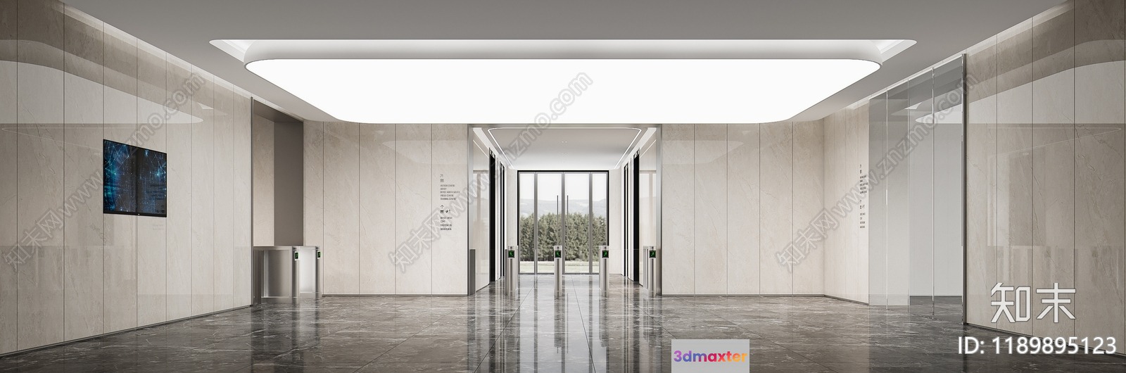 Modern Office Hallway 3D Model - 17535 - CORONA Render