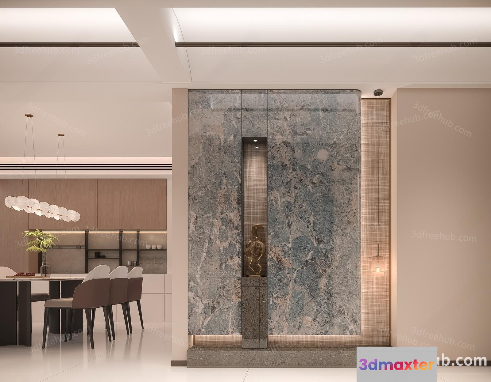 Modern Dining Room 3D Model - 19655 - VRAY Render