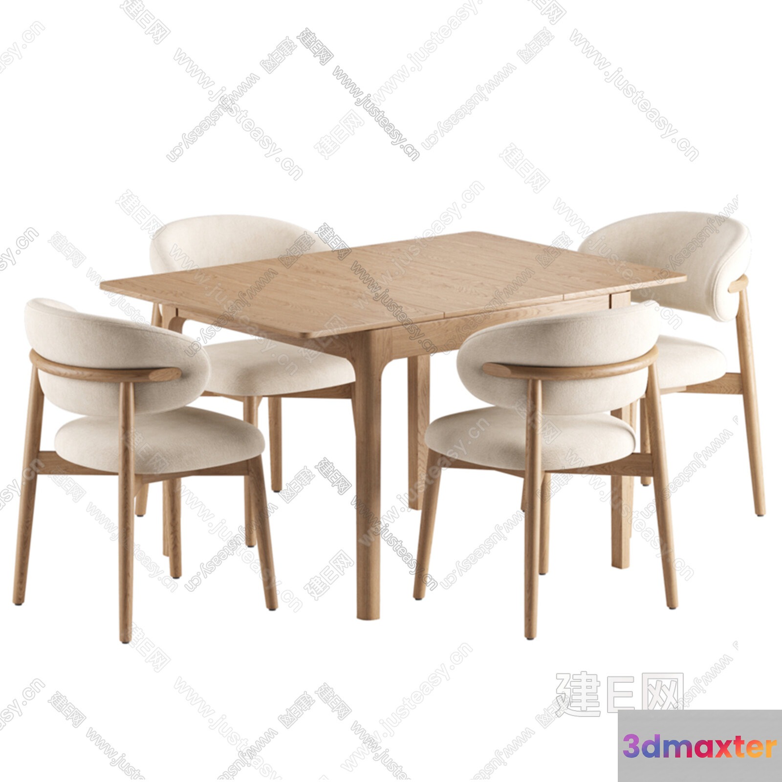 A Dining Table With Chairs 3D Model - 6485 - VRAY Render