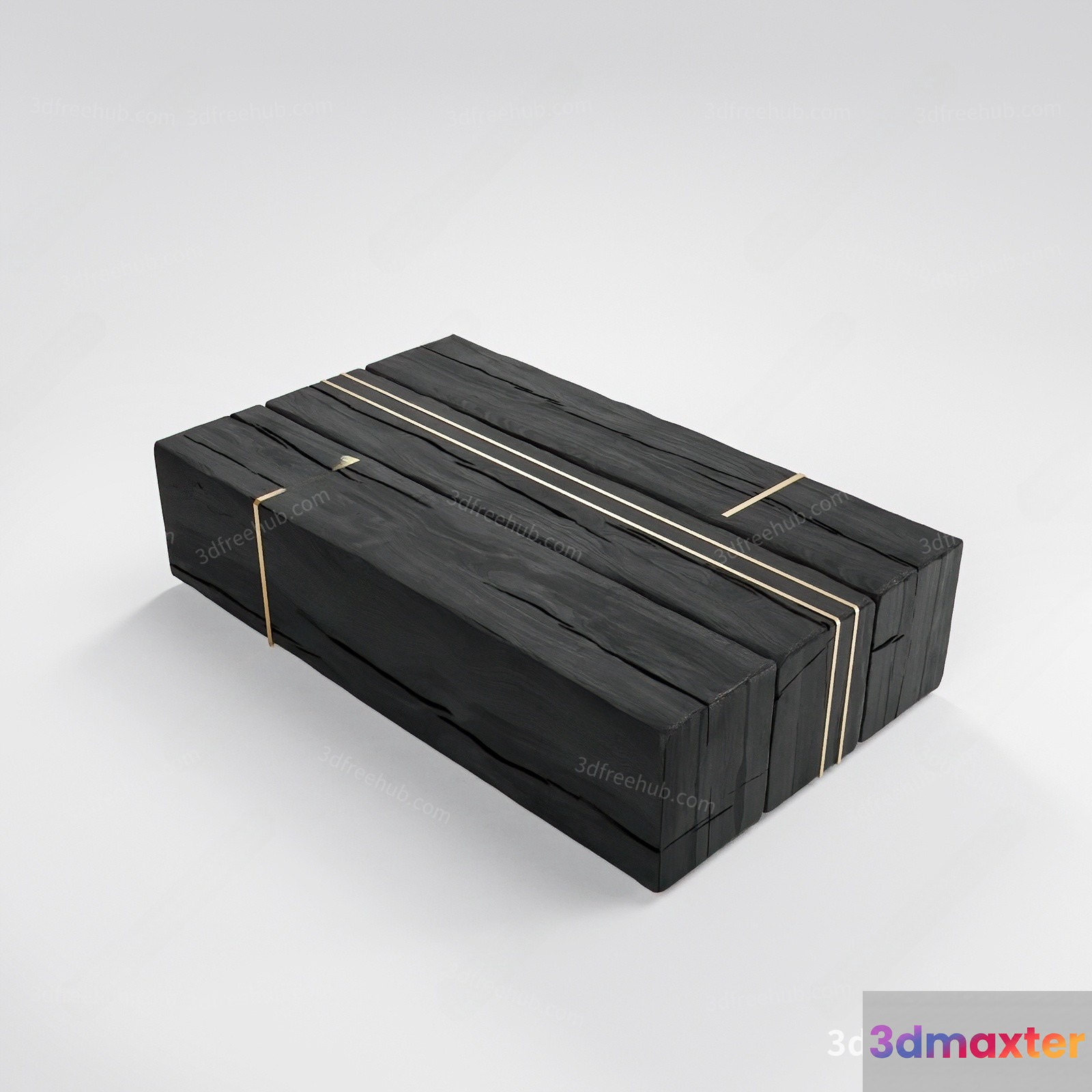 A Wooden Box With Gold Accents 3D Model - 21522 - VRAY Render