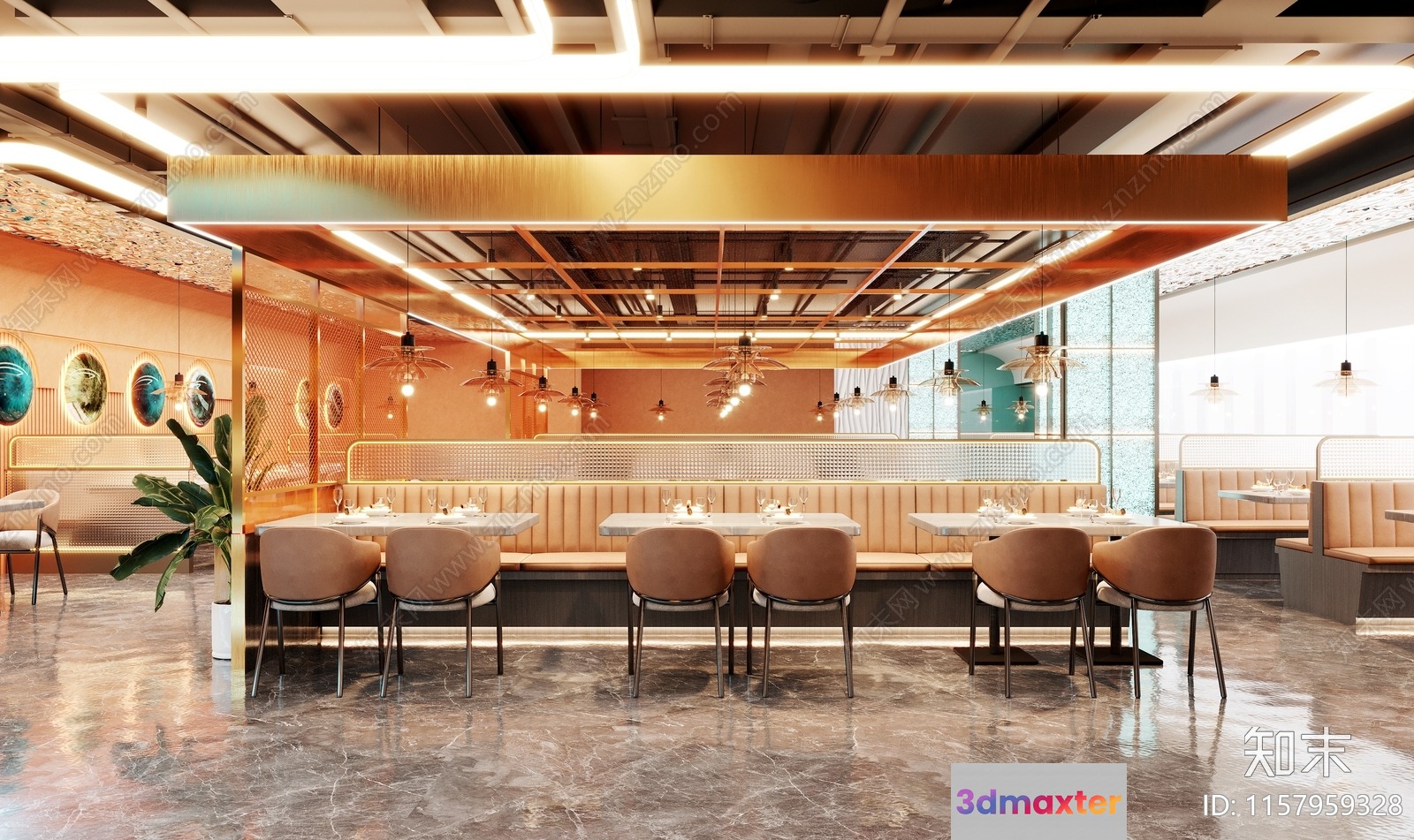 A Modern Restaurant 3D Model - 19214 - VRAY Render