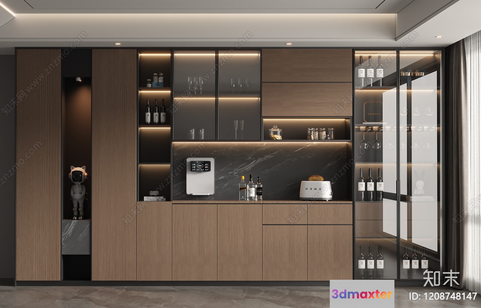Modern Kitchen With Built-In Appliances 3D Model - 20345 - VRAY Render