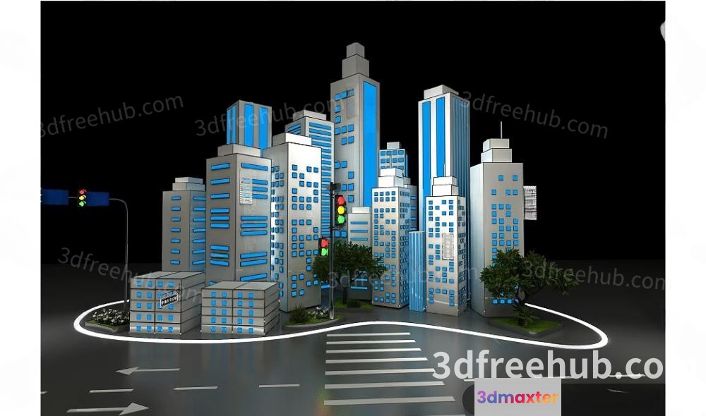 The Single Main Subject Is A Cityscape With A 3D Rendering Of 3D Model - 20607 - VRAY Render
